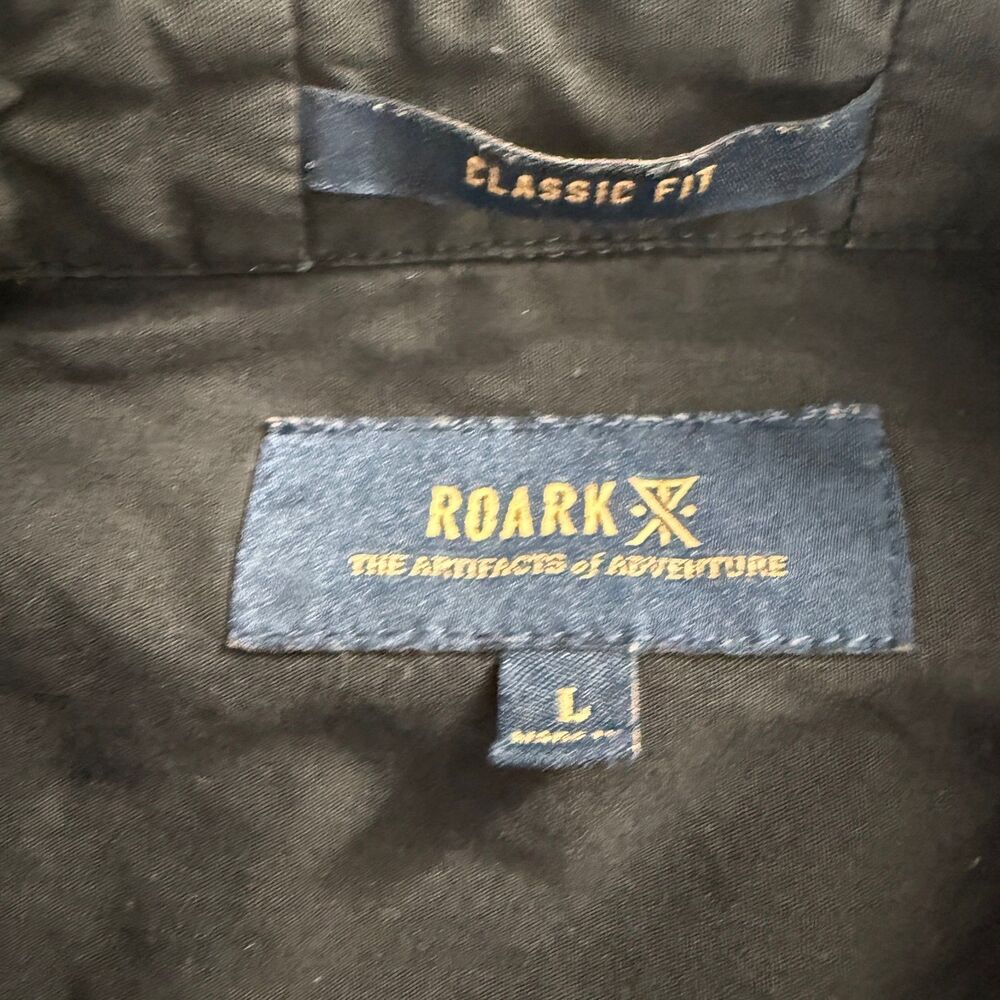 Roark Flannel Shirt Men's L Green Classic Organic Cotton Elbow Patches - Picture 7 of 11
